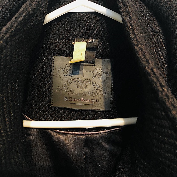 Mackage Wool Coat with Leather Trim and Belt - Picture 5 of 5